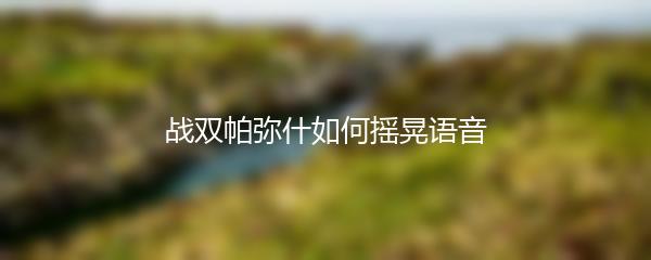 战双帕弥什如何摇晃语音