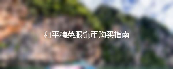 和平精英服饰币购买指南