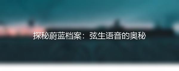 探秘蔚蓝档案：弦生语音的奥秘