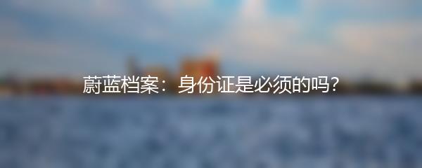 蔚蓝档案：身份证是必须的吗？