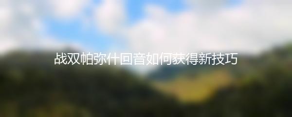 战双帕弥什回音如何获得新技巧