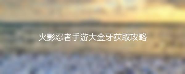 火影忍者手游大金牙获取攻略