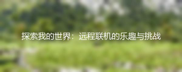 探索我的世界：远程联机的乐趣与挑战