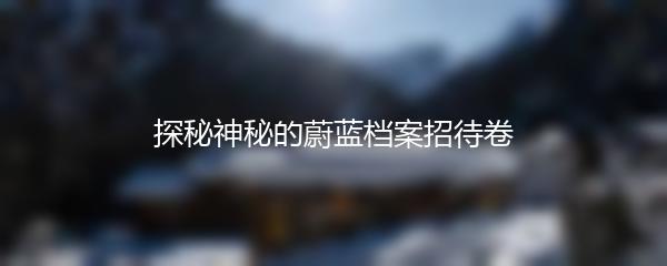 探秘神秘的蔚蓝档案招待卷