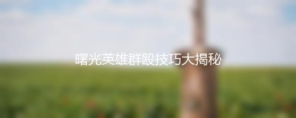 曙光英雄群殴技巧大揭秘