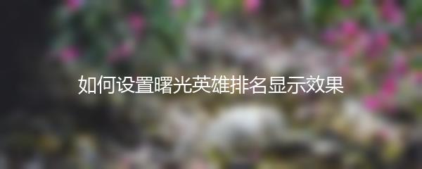 如何设置曙光英雄排名显示效果