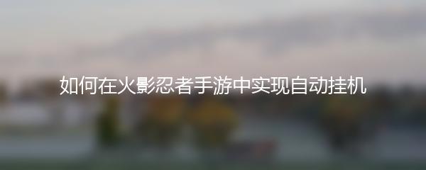 如何在火影忍者手游中实现自动挂机