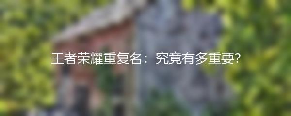 王者荣耀重复名：究竟有多重要？
