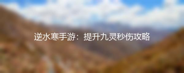 逆水寒手游：提升九灵秒伤攻略