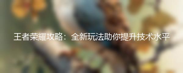 王者荣耀攻略：全新玩法助你提升技术水平