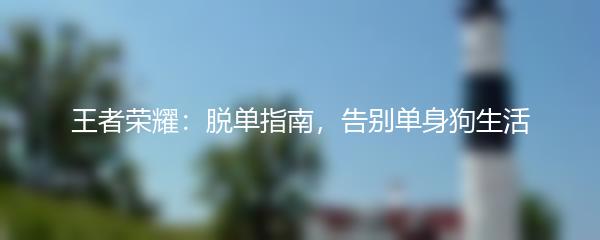 王者荣耀：脱单指南，告别单身狗生活