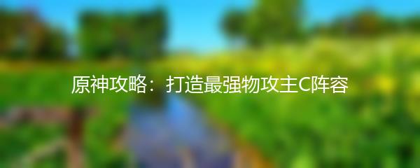 原神攻略：打造最强物攻主C阵容