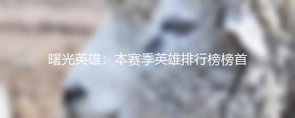 曙光英雄：本赛季英雄排行榜榜首
