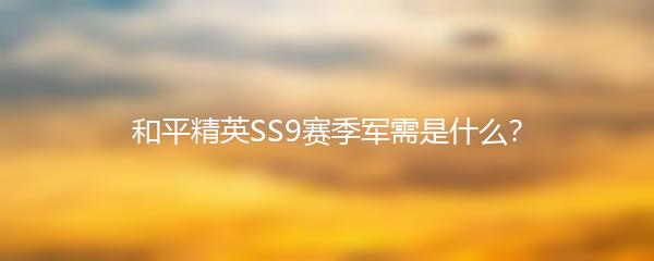 和平精英SS9赛季军需是什么？