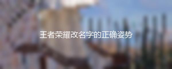 王者荣耀改名字的正确姿势