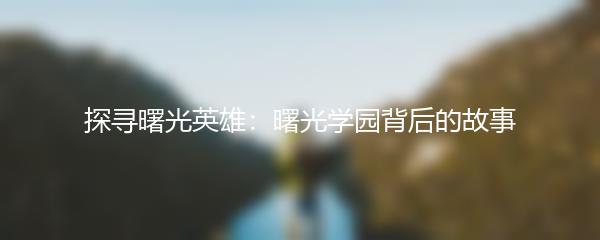 探寻曙光英雄：曙光学园背后的故事
