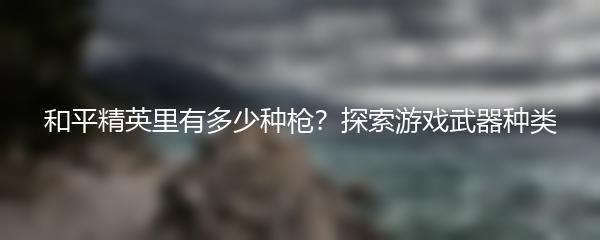 和平精英里有多少种枪？探索游戏武器种类