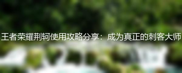 王者荣耀荆轲使用攻略分享：成为真正的刺客大师