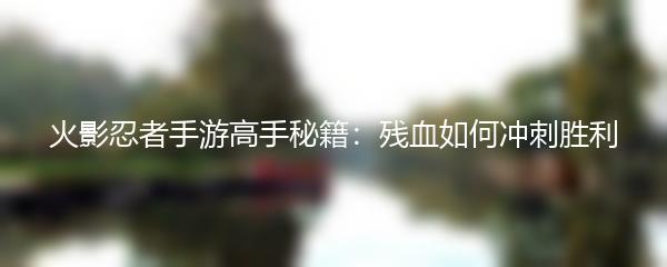 火影忍者手游高手秘籍：残血如何冲刺胜利