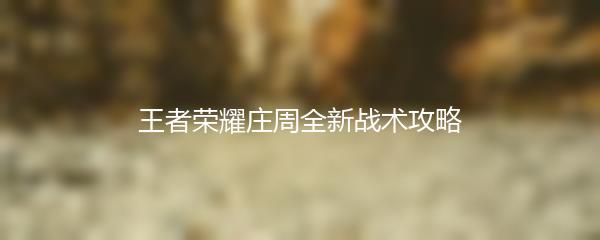 王者荣耀庄周全新战术攻略