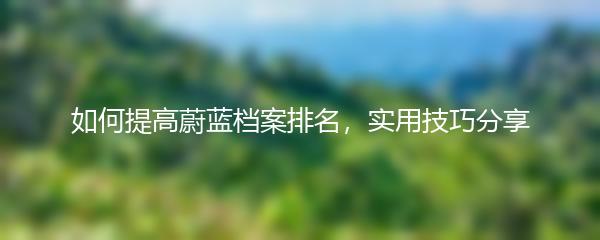 如何提高蔚蓝档案排名，实用技巧分享