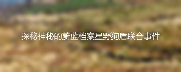 探秘神秘的蔚蓝档案星野狗盾联合事件