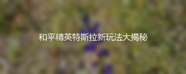 和平精英特斯拉新玩法大揭秘