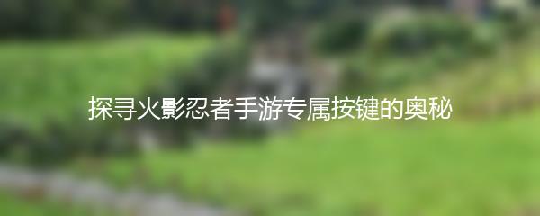 探寻火影忍者手游专属按键的奥秘