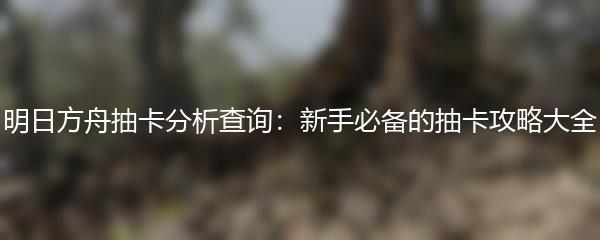 明日方舟抽卡分析查询：新手必备的抽卡攻略大全