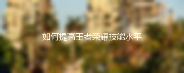 如何提高王者荣耀技能水平