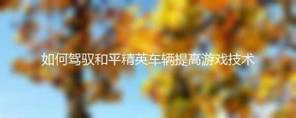 如何驾驭和平精英车辆提高游戏技术