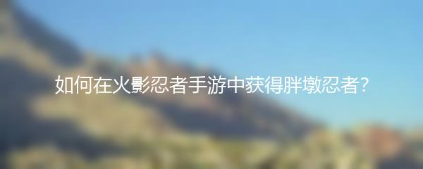 如何在火影忍者手游中获得胖墩忍者？