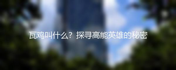 瓦鸡叫什么？探寻高能英雄的秘密