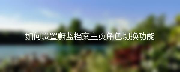 如何设置蔚蓝档案主页角色切换功能