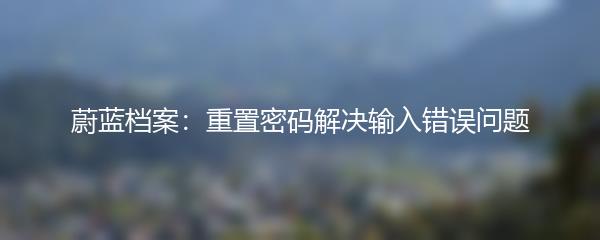蔚蓝档案：重置密码解决输入错误问题