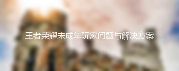 王者荣耀未成年玩家问题与解决方案