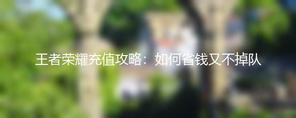 王者荣耀充值攻略：如何省钱又不掉队