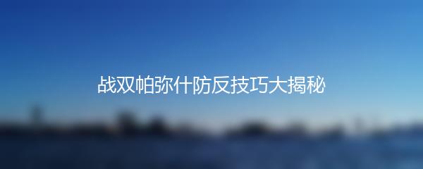 战双帕弥什防反技巧大揭秘