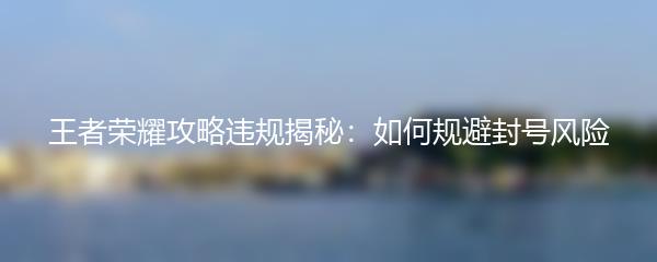 王者荣耀攻略违规揭秘：如何规避封号风险