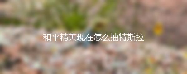 和平精英现在怎么抽特斯拉