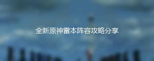 全新原神雷本阵容攻略分享