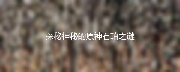 探秘神秘的原神石珀之谜