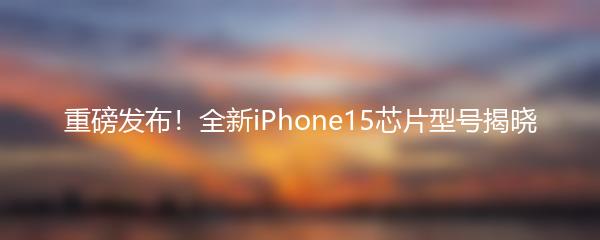 重磅发布！全新iPhone15芯片型号揭晓