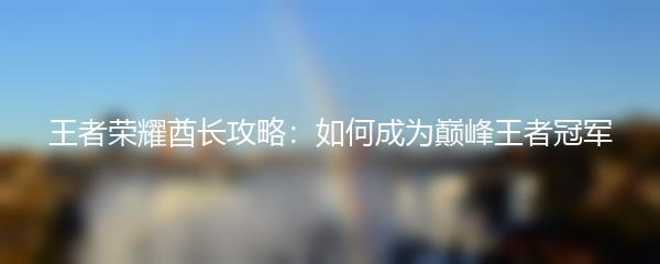 王者荣耀酋长攻略：如何成为巅峰王者冠军