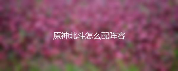 原神北斗怎么配阵容