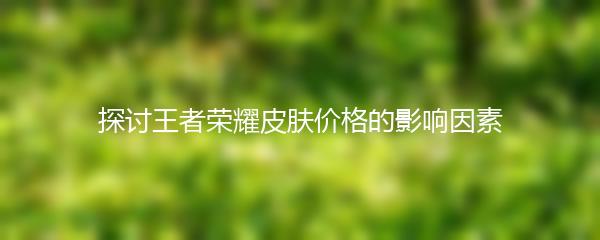 探讨王者荣耀皮肤价格的影响因素