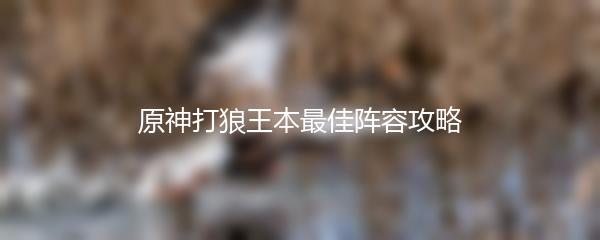 原神打狼王本最佳阵容攻略