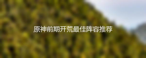 原神前期开荒最佳阵容推荐