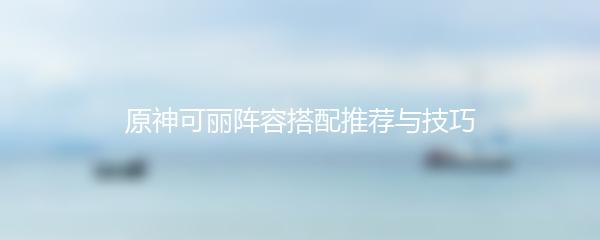 原神可丽阵容搭配推荐与技巧