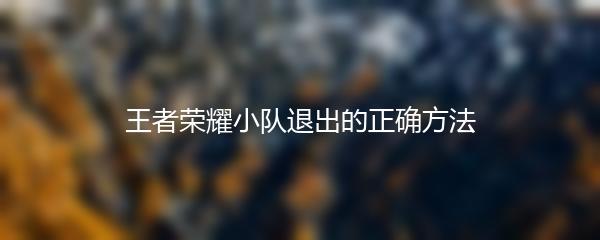 王者荣耀小队退出的正确方法